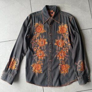 Vintage, Embroidered Men's Western Shirt S